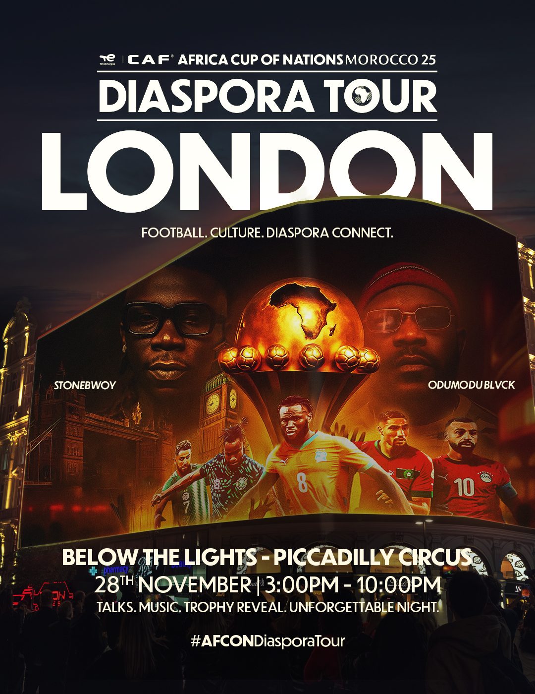 Londres, siente el rugido: la gira histórica de la CAF trae el corazón dorado de la Copa Africana a casa